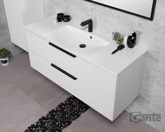 Szafka łazienkowa wisząca frezowana z umywalką 120 cm 46/2 Sydney kolor biały