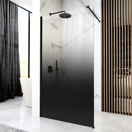 Czarna ścianka prysznicowa 90 cm czarna szyba Aero Ombre Rea