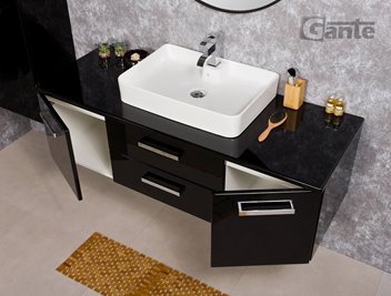 Czarna szafka wisząca z umywalką 140 cm Luna seria Fokus C