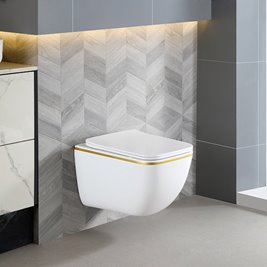 Zestaw podtynkowy kompletny stelaż + miska YUZU-WH-GL-TR-03 + przycisk ST+H GOLD