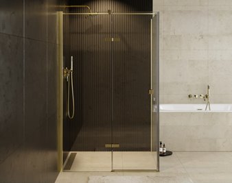 Złota prostokątna kabina prysznicowa 100x80 lewa Pixa Gold Besco