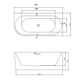 Wanna przyścienna narożna prawa 150 cm Mera Hydrosan