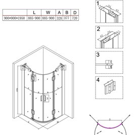 Kabina prysznicowa półokrągła 90x90 drzwi uchylne KZ92B