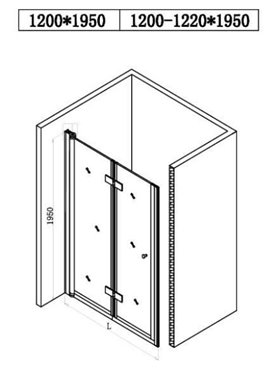 Złote drzwi prysznicowe łamane do wnęki 120 cm SH01E