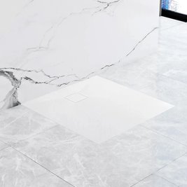 Brodzik kwadratowy biały struktura kamienia smc 90x90 Magnum White Rea