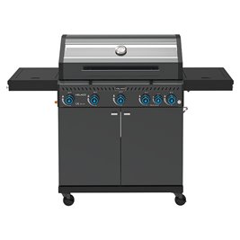 Grill gazowy ZEUS-D kolor czarny ruszt żeliwny moc 17,5 kW + pokrowiec + palnik boczny + LED