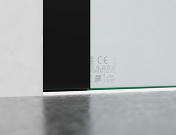 Drzwi prysznicowe rozsuwane prawe/lewe do wnęki 122-131 cm szkło 8mm mleczne profile czarny mat Swiss Liniger