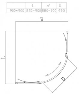 Czarna kabina prysznicowa półokrągła 90x90 drzwi rozsuwane BS01B
