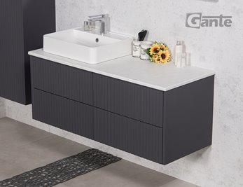 Szafka łazienkowa wisząca frezowana z umywalką 120 cm Mirage kolor szary mat