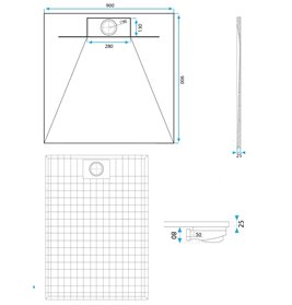 Brodzik kwadratowy biały struktura kamienia smc 90x90 Bazalt Carrara White Rea