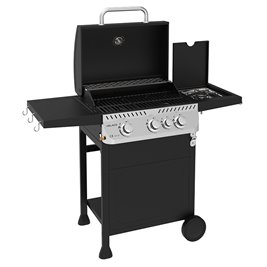 Grill gazowy APOLLO-B kolor czarny ruszt żeliwny moc 11,5 kW + pokrowiec + palnik boczny