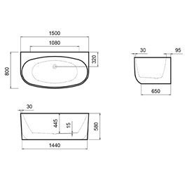 Wanna wolnostojąca przyścienna 150 cm Nora Hydrosan