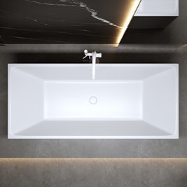 Wanna wolnostojąca prostokątna przelew i korek biały 150 cm Santa Hydrosan