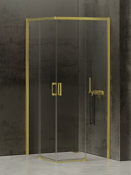 Kabina prysznicowa kwadratowa 80x80 złota D-0416A/D-0417A Prime New Trendy Gold Light