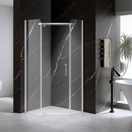 Biała kabina prysznicowa pięciokątna 80x80 drzwi uchylne KZ91A