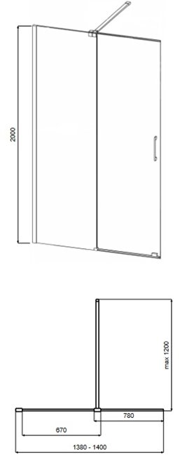 Ścianka prysznicowa rozsuwana 140 cm Vayo Besco