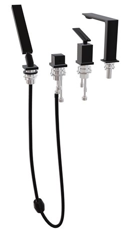 Bateria wannowa 4-otworowa czarny matt Aspira Besco BW-A4-CZ