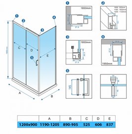 Kabina prysznicowa prostokątna 120x90 KZ104C