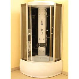 Kabina prysznicowa z hydromasażem głęboki brodzik czarne ściany 80x80