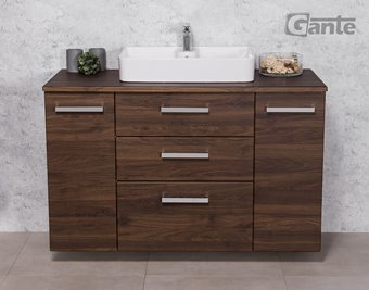 Szafka łazienkowa wisząca z umywalką nablatową 120 cm 50/3 Luna Fokus kolor orzech