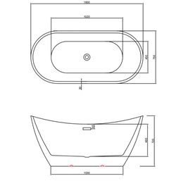 Wanna wolnostojąca czarno biała czarny przelew oraz korek 160 cm Rica Hydrosan