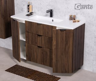 Szafka łazienkowa z lamelami wisząca z umywalką 120 cm 39/3 Victa Lamello kolor orzech