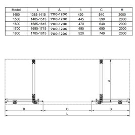 Drzwi prysznicowe rozsuwane szkło 8 mm szerokość 140 cm ASTRA-CH-DUO-140
