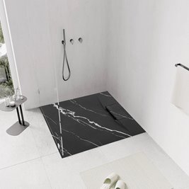 Brodzik kwadratowy czarny struktura kamienia smc 90x90 Bazalt Carrara Black Rea