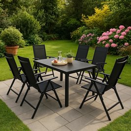 Zestaw mebli ogrodowych metalowych stół i krzesła Vera kolor czarny
