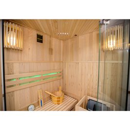 Sauna fińska 2-osobowa narożna 120x120 cm piec Harvia 3,5KW Bodo2
