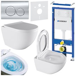 Zestaw podtynkowy stelaż GEBERIT DUOFIX + miska NERO-WH-02 + przycisk DELTA 20 chrom