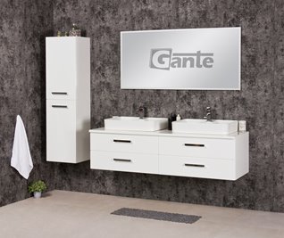 Szafka wisząca z dwiema umywalkami 160/50 cm blat biały seria Fokus B