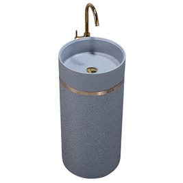 Umywalka wolnostojąca ceramiczna okrągła szara 86x40 cm SCOT1-GR-WOF-860