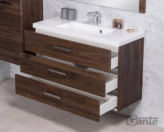 Szafka łazienkowa wisząca z umywalką 100 cm 39/3 Fokus kolor orzech