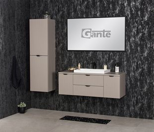 Szafka łazienkowa z lamelami wisząca z nablatową umywalką 120 cm 39/2 Victa Lamello kolor fume mat