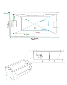 Wanna z hydromasażem przyścienna 180x90 cm Saturn 944 Hydrosan
