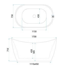 Wanna wolnostojąca ryflowana 170 cm Atena Rea