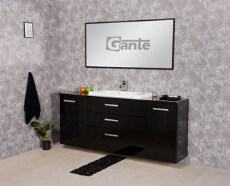 Czarna szafka wisząca z umywalką 180 cm seria Fokus C