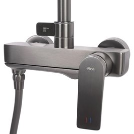 Grafitowy zestaw prysznicowy z wylewką Avalon Rea