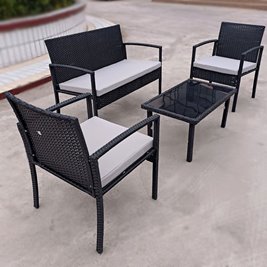 Meble ogrodowe kolor czarny technorattan sofa, stół, krzesła zestaw Pires