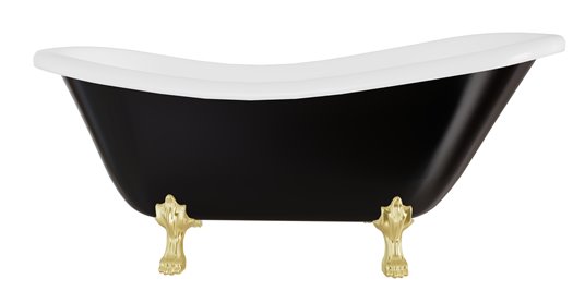 Czarno-biała wanna wolnostojąca 160 nogi złote Otylia B&W Besco WKO-160-BWG