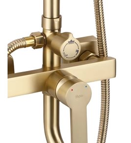 Złoty szczotkowany zestaw prysznicowy z wylewką Argus Rea Gold Brush