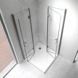 Stal szczotkowana kabina prysznicowa kwadratowa drzwi składane 90x90 KZ08C