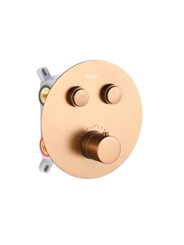 Miedź szczotkowana zestaw prysznicowy podtynkowy termostat box Lungo Rea