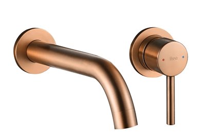 Bateria umywalkowa podtynkowa box Rea Lungo miedź szczotkowana