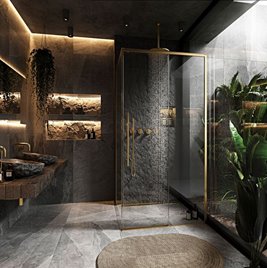 Złota szczotkowana kabina prysznicowa prostokątna 100x80 Solar Rea