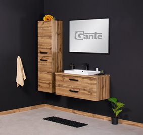 Szafka wisząca z umywalką nablatową 100 cm kolor dąb naturalny 39/2 seria Fokus Loft Gante