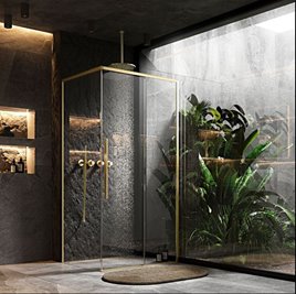 Złota szczotkowana kabina prysznicowa prostokątna 100x80 Solar Rea