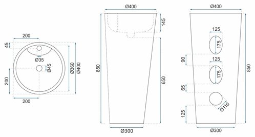 Czarna umywalka wolnostojąca ceramiczna Blanka Rea