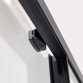 Czarna kabina prysznicowa kwadratowa Super Slim Nova 80x80 drzwi rozsuwane